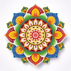 Mandala art design also called rangoli, decorative elements on white background