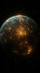 Wall Mural - A futuristic planet with twinkling city lights.