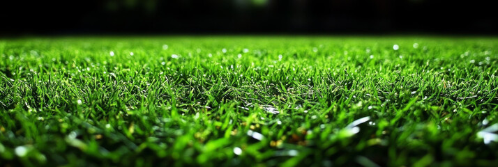 Close-up of lush green grass blades.