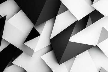 Poster - black and white abstract image of triangles and squares. the image is a collage of various shapes an
