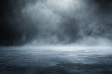 Poster - A dark, moody background with fog rolling in over a concrete floor.