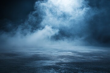 Poster - Blue Fog Over Concrete Floor.