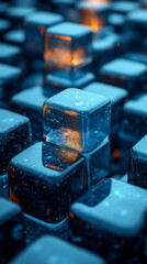 Sticker - Close-up of blue and orange glass cubes.