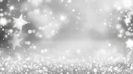Wall Mural - abstract blur white and silver background with star glittering light for showcasing products and con