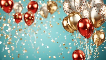 Wall Mural - Sparkling Red and Gold Balloon Decorations for a Vibrant Carnival Celebration