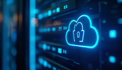 A blue cloud with a lock on it