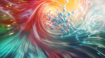 Aufkleber - Abstract swirling tunnel with a molecule at the end of it, representing a journey into the unknown.