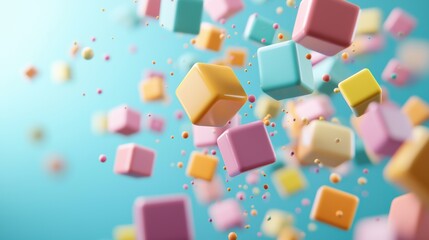 Poster - colorful 3d geometry floating in air