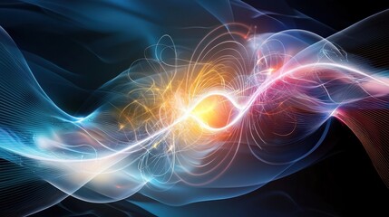 Poster - Abstract Energy Wave with Colorful Light Effects