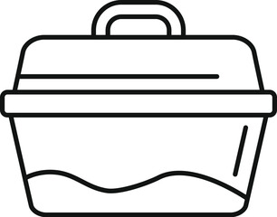 Poster - portable grill with closed lid for cooking delicious food during barbecue party, simple black and wh