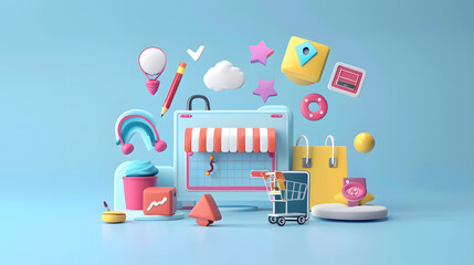 Wall Mural - Mockup In Web Design 3D