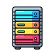 © Анна Мартьянова - Minimalistic illustration of server. technology and modern computing. data storage and network connectivity. tech articles and presentations. square