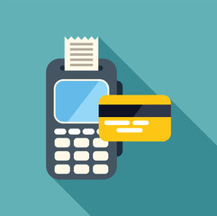 Poster - payment terminal processing credit card payment and printing a receipt