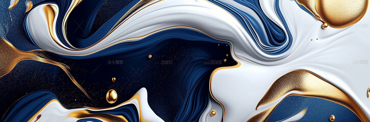 Wall Mural - Beautiful abstract Liquid blue, white and gold textured background wallpaper