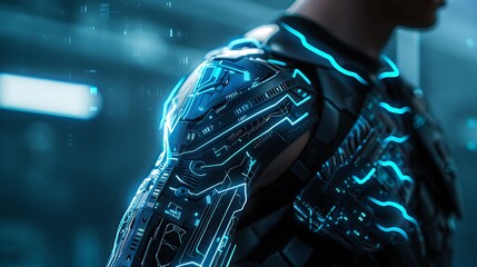 Poster - Close-up of a futuristic robotic arm, showcasing advanced technology and design.