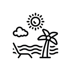 Poster - Black line icon for summer