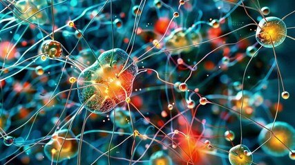 Poster - the human brain's neurons create a vibrant neural network, crucial for intelligence and memory. mesm
