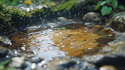 water flowing in the forest