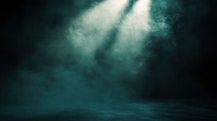 Wall Mural - Mysterious Fog with Soft Light Rays in Dark Space