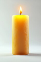 Wall Mural - Realistic Christmas candle with a soft glow on a clean white background.