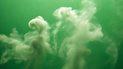 Poster - white ink is making abstract cloud like shapes on a green screen background, perfect for motion grap