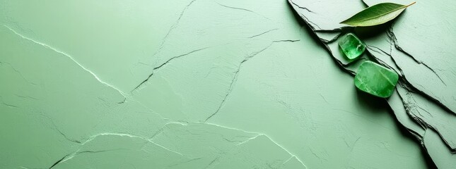 Poster - Metal texture design on green Christmas background banner with soft center lighting