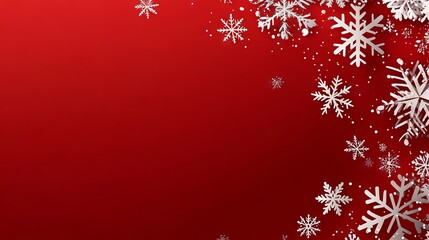 festive red christmas banner with snowflakes - merry christmas and happy new year greeting - horizon