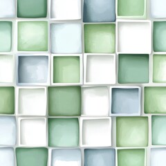 Poster - For printing, packaging, textiles, background with abstract watercolor textured geometric figures. Aquarelle simple forms on white background. Soft light pastel green and blue colors.