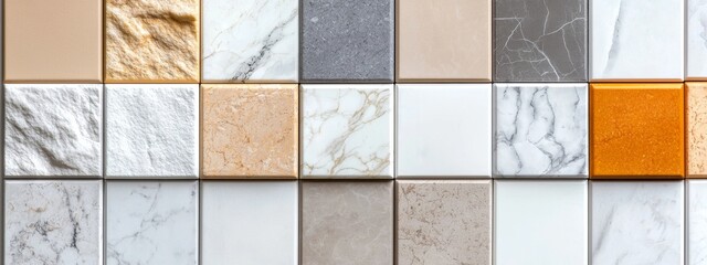 Poster - Mosaic Wall Tiles with Abstract Marble Mosaic Inlay: Abstract Tiles with Artificial Stone Textures