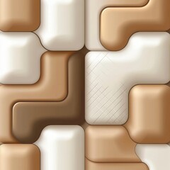 Poster - Aquarelle textured geometric figures on a white background for printing, packaging, or textiles. Soft pastel colors of pale beige and brown.