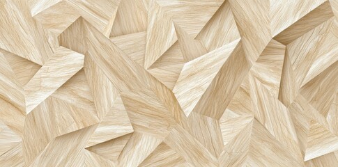Poster - Abstract low poly background with wood texture showing the shape of wooden triangles. Polygonal shapes background with low poly triangles mosaic. Geometric shape illustration with wood texture.