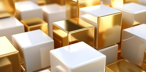 Poster - This pattern is very intricate and detailed. It uses gold cubes and white cubes.
