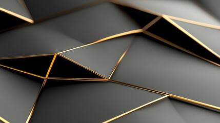 Poster - Stock created a flat geometric pattern in black with fine golden lines