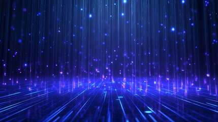 Poster - A stunning visual of dynamic blue light rays and particles creating a mesmerizing digital background.