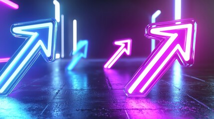 Poster - The neon light arrow line background is in a modern format, with a blue and pink laser effect banner. The led night bar geometric show backdrop is in bright colors, so it is perfect for parties.
