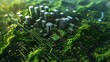 © improvee design - Futuristic city integrated with nature, a digital landscape that shows the interconnection of technology and environment.