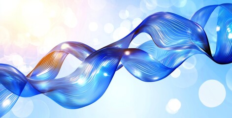 Poster - Background of a blue wave, with white space on the right, with a white and blue color scheme Stock Illustration