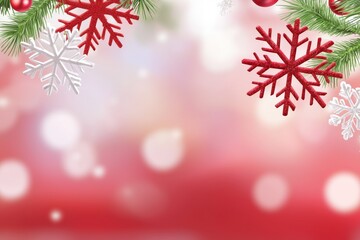 Wall Mural - christmas holiday background with snowflakes and stars in red