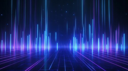 Poster - abstract digital background featuring vibrant neon lines and glowing elements, perfect for technolog