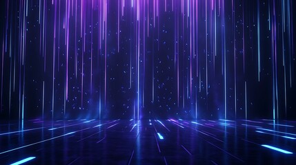 Abstract digital background with vibrant purple and blue neon lines creating a futuristic atmosphere.