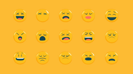 Poster - WhatsApp Emoji Vector Set - Complete Facial Expressions Collection - 100% Vector SVG Without Mesh Effects