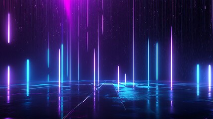 Poster - abstract light beams in vibrant colors create a dynamic digital landscape, perfect for backgrounds a