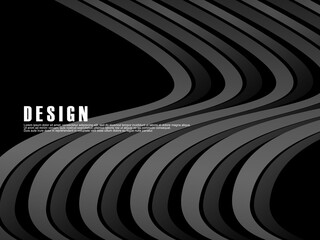 Abstract futuristic dark black background with wave design. Realistic 3d wallpaper with luxurious flowing lines. Perfect background for posters, websites, brochures, banners, applications, etc.