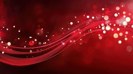 Poster - A vibrant red background with shimmering lights and flowing patterns, evoking a sense of celebration and warmth.