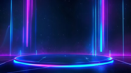 Poster - futuristic neon lights create a vibrant atmosphere, ideal for digital art projects and creative back
