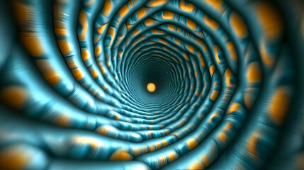 Aufkleber - An abstract view of a swirling tunnel formed by intertwined blue and orange elements set against a dark background