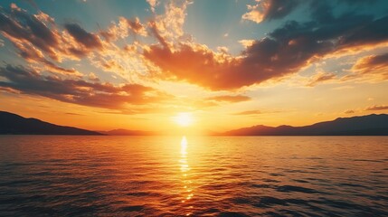 Wall Mural - Majestic Sunset Over Calm Water