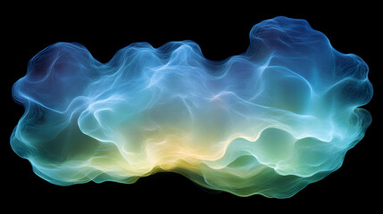 Aufkleber - Colorful abstract cloud formation on a black background, showcasing fluid shapes and ethereal textures in digital art form