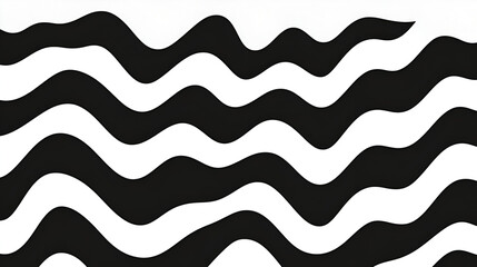 Poster - Black and white abstract waves pattern featuring smooth curves and rhythmic lines on a minimalist background