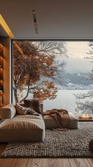 Wall Mural - A living room filled with furniture and a large window